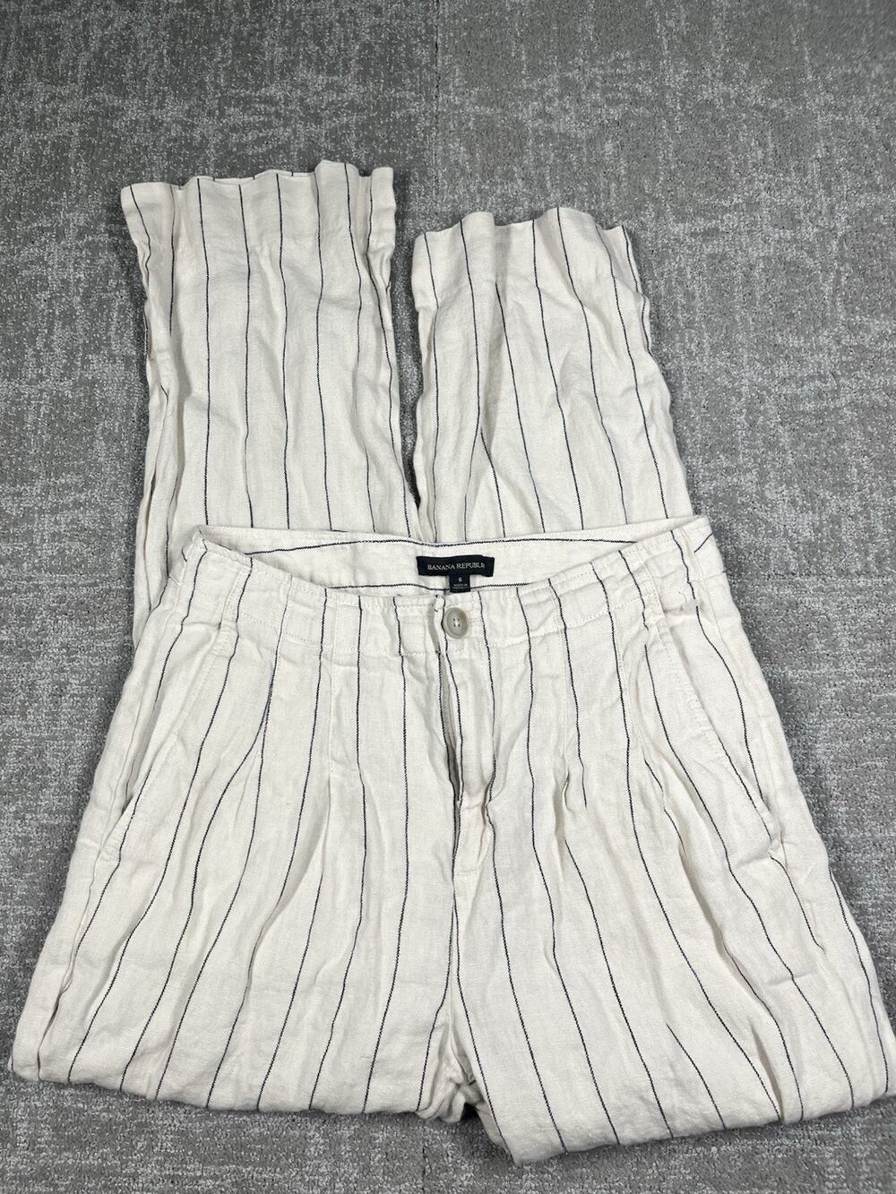 Banana Republic Striped Pleated Beachy Trouser Pant Size 6